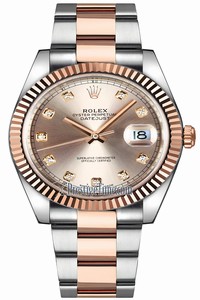 Replica 126331 Sundust Diamond Oyster Rolex Datejust 41mm Stainless Steel and Everose Gold Mens Watch