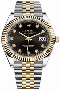Replica 126333 Black Diamond Jubilee Rolex Datejust 41mm Stainless Steel and Yellow Gold Mens Watch