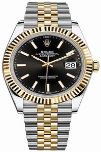 Replica 126333 Black Index Jubilee Rolex Datejust 41mm Stainless Steel and Yellow Gold Mens Watch
