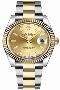Replica 126333 Champagne Index Oyster Rolex Datejust 41mm Stainless Steel and Yellow Gold Mens Watch