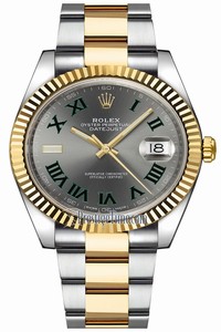 Replica 126333 Slate Roman Oyster Wimbledon Rolex Datejust 41mm Steel and Yellow Gold Mens Watch