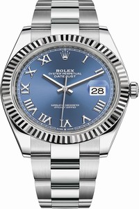 Replica 126334 Blue Roman Oyster Rolex Datejust 41mm Stainless Steel Mens Watch