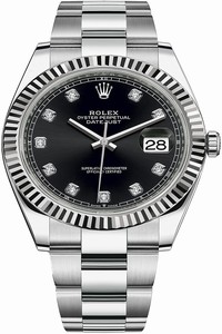 Replica 126334 Black Diamond Oyster Rolex Datejust 41mm Stainless Steel Mens Watch