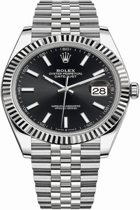 Replica 126334 Black Index Jubilee Rolex Datejust 41mm Stainless Steel Mens Watch