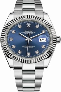 Replica 126334 Blue Diamond Oyster Rolex Datejust 41mm Stainless Steel Mens Watch