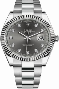Replica 126334 Dark Rhodium Diamond Oyster Rolex Datejust 41mm Stainless Steel Mens Watch