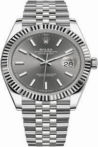 Replica 126334 Dark Rhodium Index Jubilee Rolex Datejust 41mm Stainless Steel Mens Watch