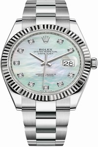 Replica 126334 MOP Diamond Oyster Rolex Datejust 41mm Stainless Steel Mens Watch