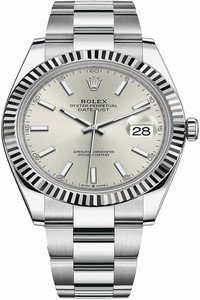 Replica 126334 Silver Index Oyster Rolex Datejust 41mm Stainless Steel Mens Watch