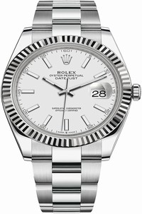 Replica 126334 White Index Oyster Rolex Datejust 41mm Stainless Steel Mens Watch