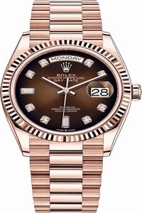Replica 128235 Brown Graduated Diamond Rolex Day-Date 36mm Everose Gold Midsize Watch