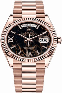 Replica 128235 Eisenkiesel Rolex Day-Date 36mm Everose Gold Fluted Bezel Midsize Watch