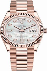 Replica 128235 MOP Diamond Rolex Day-Date 36mm Everose Gold Midsize Watch