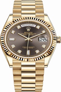 Replica 128238 Dark Grey Diamond Rolex Day-Date 36mm Yellow Gold Midsize Watch