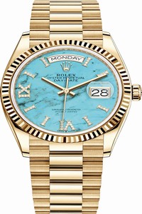 Replica 128238 Turquoise Rolex Day-Date 36mm Yellow Gold Midsize Watch