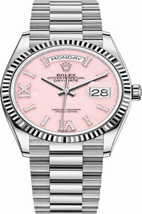 Replica 128239 Pink Opal Rolex Day-Date 36mm White Gold Midsize Watch