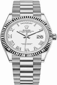 Replica 128239 White Roman Rolex Day-Date 36mm White Gold Midsize Watch