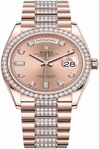 Replica 128345RBR Rose Diamond DB Rolex Day-Date 36mm Everose Gold Midsize Watch