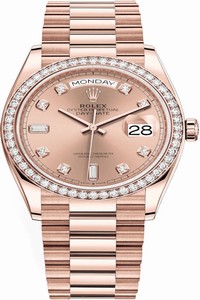 Replica 128345RBR Rose Diamond Rolex Day-Date 36mm Everose Gold Midsize Watch