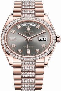 Replica 128345RBR Slate Diamond DB Rolex Day-Date 36mm Everose Gold Midsize Watch