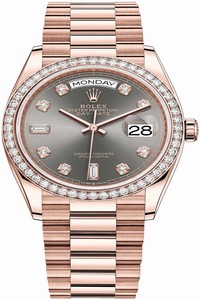 Replica 128345RBR Slate Diamond Rolex Day-Date 36mm Everose Gold Midsize Watch