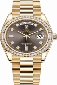 Replica 128348RBR Dark Grey Diamond Rolex Day-Date 36mm Yellow Gold Midsize Watch
