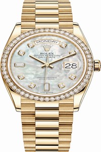 Replica 128348RBR MOP Diamond Rolex Day-Date 36mm Yellow Gold Midsize Watch