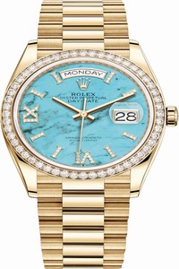 Replica 128348RBR Turquoise Rolex Day-Date 36mm Yellow Gold Midsize Watch