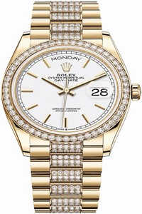 Replica 128348RBR White Index Index DB Rolex Day-Date 36mm Yellow Gold Midsize Watch