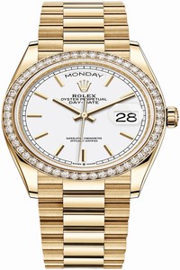 Replica 128348RBR White Index Index Rolex Day-Date 36mm Yellow Gold Midsize Watch
