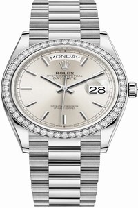 Replica 128349RBR Silver Index Rolex Day-Date 36mm White Gold Midsize Watch