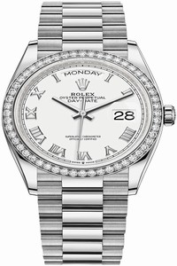 Replica 128349RBR White Roman Rolex Day-Date 36mm White Gold Midsize Watch