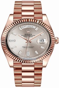 Replica 228235 Sundust Baguette Index Rolex Day-Date 40mm Everose Gold Mens Watch