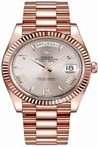 Replica 228235 Sundust Roman Rolex Day-Date 40mm Everose Gold Mens Watch