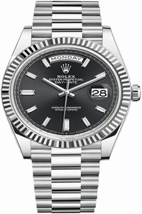 Replica 228236 Black Baguette Rolex Day-Date 40mm Platinum Mens Watch