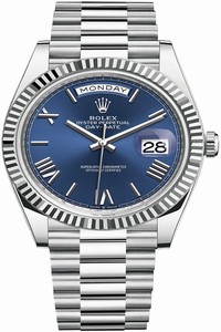 Replica 228236 Bright Blue Roman Rolex Day-Date 40mm Platinum Mens Watch
