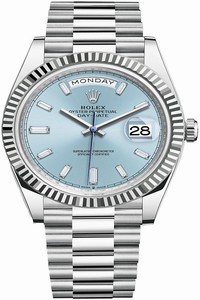Replica 228236 Ice Blue Baguette Rolex Day-Date 40mm Platinum Mens Watch