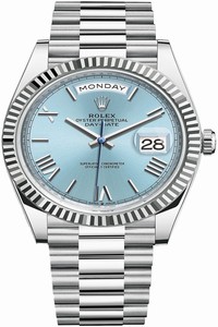 Replica 228236 Ice Blue Roman Rolex Day-Date 40mm Platinum Mens Watch
