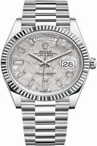 Replica 228236 Meteorite Baguette Rolex Day-Date 40mm Platinum Mens Watch