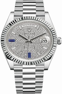 Replica 228236 Pave Baguette Rolex Day-Date 40mm Platinum Mens Watch