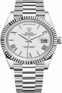 Replica 228236 White Roman Rolex Day-Date 40mm Platinum Mens Watch