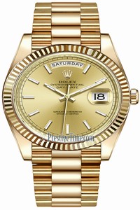 Replica 228238 Champagne Index Rolex Day-Date 40mm Yellow Gold Mens Watch