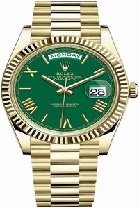 Replica 228238 Green Roman Rolex Day-Date 40mm Yellow Gold Mens Watch