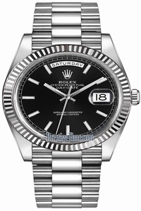 Replica 228239 Black Index Rolex Day-Date 40mm White Gold Mens Watch