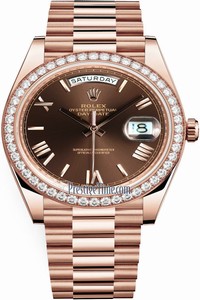 Replica 228345RBR Chocolate Roman Rolex Day-Date 40mm Everose Gold Mens Watch