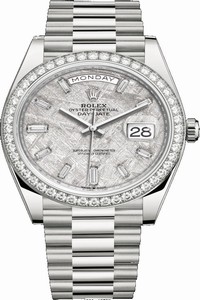 Replica 228349RBR Meteorite Baguette Rolex Day-Date 40mm White Gold Mens Watch