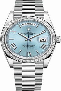 Replica 228396TBR Ice Blue Roman Rolex Day-Date 40mm Platinum Mens Watch