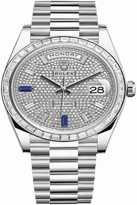 Replica 228396TBR Pave Baguette Rolex Day-Date 40mm Platinum Mens Watch