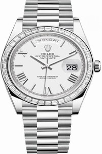 Replica 228396TBR White Roman Rolex Day-Date 40mm Platinum Mens Watch