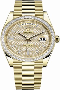 Replica 228398TBR Pave Baguette Rolex Day-Date 40mm White Gold Mens Watch